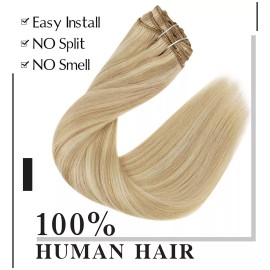 Easyouth Extensiones Cabello Humano 70gr 14in Rubio Miel Mechas Rubio