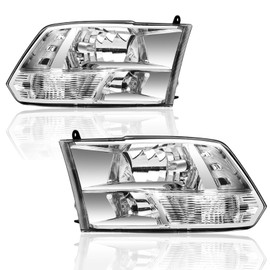 Headlights Assembly for 2009 2010 2011 2012 2013 2014 2015 2016 2017 2018 Dodge Ram 1500 2500 3500,Quad Headlamp Assembly Replacement Chrome Housing Clear Corner