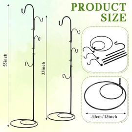 JaGely 1 Pcs Adjustable Shepherds Hook for Outdoor Heavy Duty Garden Shepherd Hook for Wind Chime Stand Hanging Plant Bird Feeder Pole Iron Hooks with Base