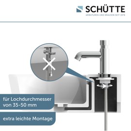 Schütte Lima Cold Water Tap, Fitting, Bathroom Tap Only for Cold Water, Pillar Valve with Chic Pressure Handle, 46951, Chrome, Standard
