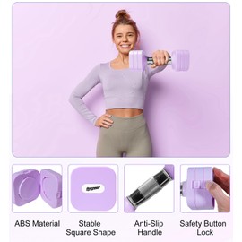 15LBS Adjustable Dumbbell Set, 4 in 1 Free Weights Dumbbells Set for Women Men Hand Weights Set Adjust Dumbbell Weight Set for Home Gym Exercise Workout Strength Training Equipments, Purple