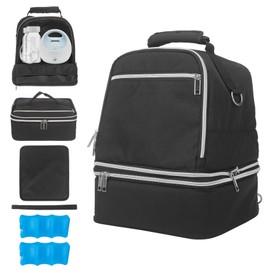 Breast Pump Bag with Cooler fit for Spectra S1 and S2, Separable Breast Pumping Storage Backpack, Insulated Breast Milk Bottle Cooler Bag for Work Travel for Mom Breastpump, Waterproof(Black)
