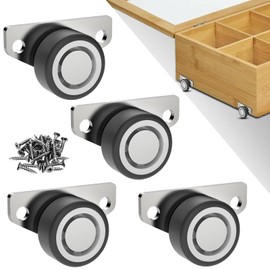 Suemisi Mini Caster Wheels and Side Mount Caster Wheels, Low Profile Wheels for Furniture,Drawers,DIY Containers and Organizer,Trays, Diy Project (Silver, Small 4PCS Side Casters)