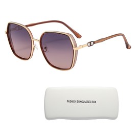 YAVO-EU Polarised Sunglasses Womens Fashion Vintage Ladies Sun Glasses Big Frame Oversized Shades UV400 Protection for Driving Fishing Running Cycling (Tea gold frames/tea gray lenses)