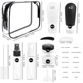 Contenedor De Tamaño De Viaje, Juego De 16 Botellas De Viaje De Silicona, botellas de viaje rellenables, a prueba de fugas, exprimibles, adecuadas para viajar, para el hogar, accesorios (A款)