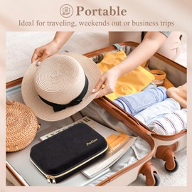 ProCase Large Travel Jewelry Organizer Case, Jewellry Home Storage Book Ring Binder with Clear Pockets for Presentation, Zippered Pouch Bag for Earrings Necklaces Bracelets -Black, Non-loose-leaf