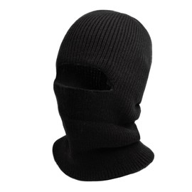 CLAPE Men's 2-in-1 Hat with Mask Balaclavas Beanie Hat Knit Insulated Face Mask Winter Thermal Ski Mask Cap Unisex,Black