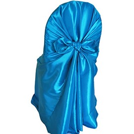 mds Pack of 40 PC Satin Universal Self Tie Chair Covers Banquet Folding Chiavari Dinning Chair Slipcover for Wedding Reception Ceremony Party Decoration Restaurant Furniture Protector - Blue