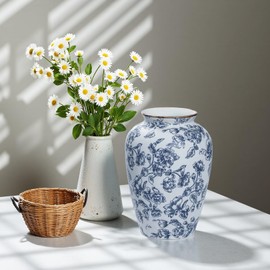 Blue and White Chinoiserie vase - Vintage Porcelain vase with Antique Design, Perfect for Chinoiserie Decor 8.86" H vase04