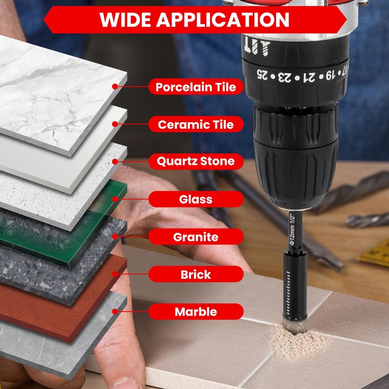 REKCKRUL 10-Pack 1/4 Inch Diamond Drill Bits Set, Diamond Hole