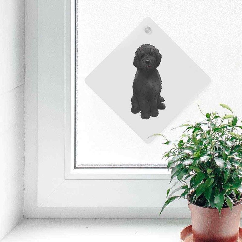 'Black Cavapoo' Suction Cup Car Window Sign (CG00013578)
