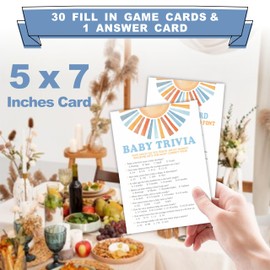 Sunshine Baby Trivia Shower Game Kit - Retro Here Comes The Sun - 30 Fill In Game Cards & 1 Answer Card For Baby Shower, Gender Reveal Party Favor, Activity & Supplies - D07