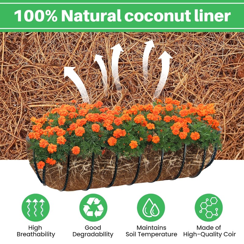 WenYa 2Pcs Hanging Basket Liner, 24 Inch Pre-formed Molded Coco