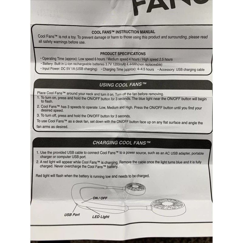 Banzai Cool Fans Portable Hanging Neck USB Rechargeable Personal. Pick