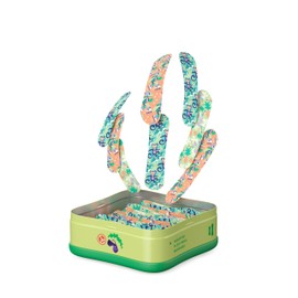 Welly Bandages | Adhesive Flexible Fabric Bravery Badges | Assorted Shapes for Minor Cuts, Scrapes, and Wounds | Colorful and Fun First Aid Tin | Turtle Oasis Patterns - 48 Count