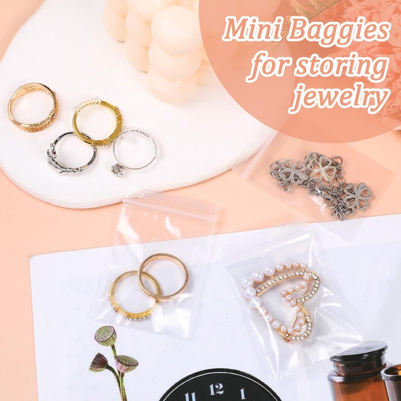 Wanmu 300Pcs Mini Plastic Zip Bags, 2.3" x 1.5" Clear