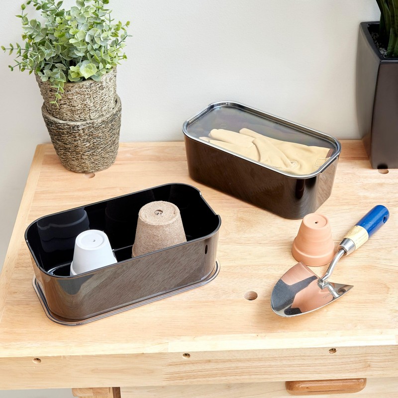 iDesign Short Inner Storage Bin with Lid, Set of 2,