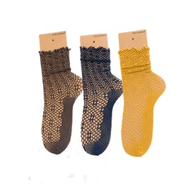 Benefeet Sox Womens Fishnet Frilly Socks Ankle High Girls Slouch Sheer Mesh Socks Fashion Decorated Loose Hollow Out Socks Pretty Fancy Scrunch Lace Socks See Through Socks Christmas Gifts