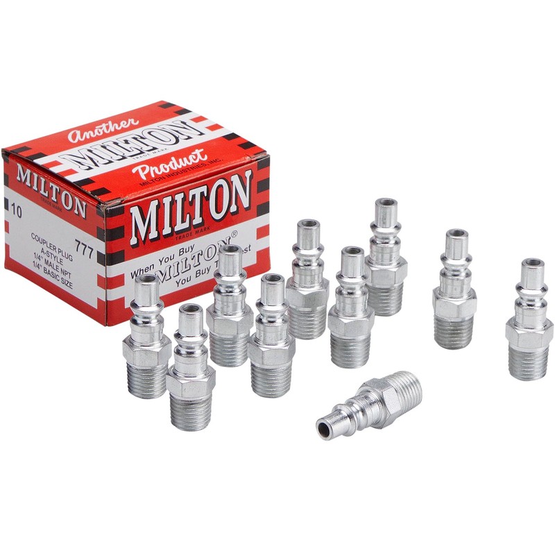 Milton 777 1/4" MNPT A Style Plug, Silver, 10 count