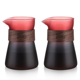 Glass Coffee Carafe with Wood Heat-Resistant Loop, 16oz Glass Coffee Server for Pour Over, Coffee Decanter & Coffee Pot, 2 Pack