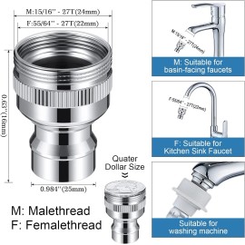 ERP Dishwasher Faucet Adapter 15/16-27 Male 55/64-27 Famale 2-Pack