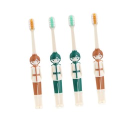 Beavorty 4pcs Cartoon Boy Girl Toothbrushes Soft Bristles for Ages Portable and Eye-catching Design Gentle Gums for Travel and Daily Use