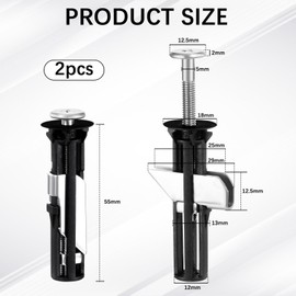 2Pcs Universal Toilet Seat Bolts Kit, Heavy Duty Stainless Steel Toilet Bolts Toilet Seat Screws Toilet Seat Replacement Parts Kit with Nuts and Washers, Universal for Top Mount Toilet Seat