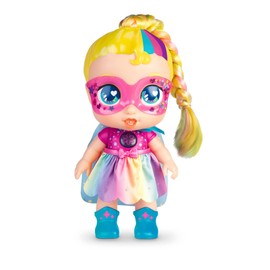 SUPER CUTE LITTLE BABIES - Rainbow Party Doll with Regi, Superhero Doll with Coloured Hair and a White Pet Snowball Dog, Reversible Clothes and Bottle Accessories, Famous (UPU06100)