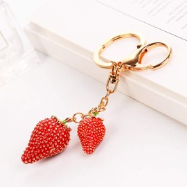 Grtdrm Lovely Fruits Shape Crystal Rhinestone Sparkling Keychain Bag Pendant Handbag Charm for Women Girls