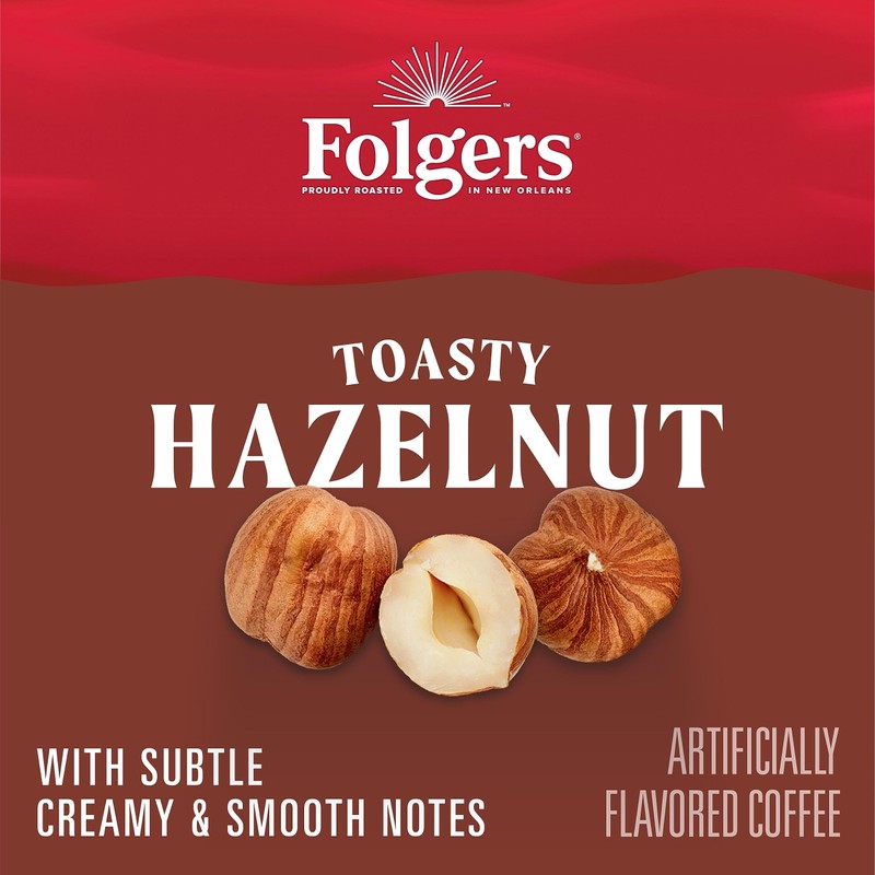 Folgers Toasty Hazelnut Artificially Flavored Coffee, Keurig K-Cup Pods, 10