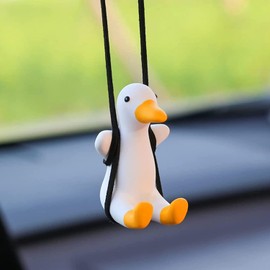 Süße Swinging Duck Car Hanging Ornament,Ente Auto Anhänger,Schaukel Ente Rückspiegel,Auto Dekoration Ornament Zubehör