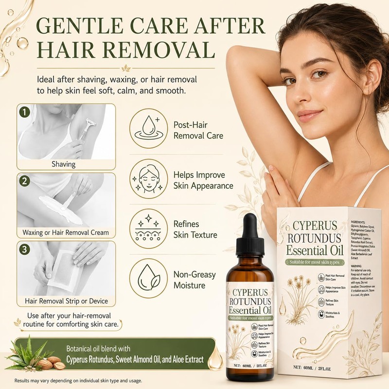 Cyperus Rotundus Oil, Post Hair Removal Care Oil with Aloe