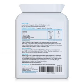 Marine Collagen & Hyaluronic Acid Complex - 60 Capsules - 500mg of Highly Bioavailable Naticol® Hydrolysed Collagen