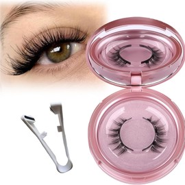 Meltryllis Magnetic False Eyelashes (1 Pair) Magnetic Eyelashes for Women Eyelashes Set, Great for Beginners, Easy Operation, White Clip Storage Box Design, Waterproof with Reusable Makeup Tools(Thick