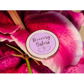 Recovery Sisters Sobriety Chip | Triplate AA Coin | Women in Recovery Affirmation Token (Lilac)