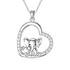 MEIDERBO Elephant Necklace 925 Sterling Silver Heart Elephant Pendant Necklace