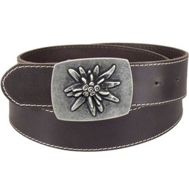 Harrys-Collection Costume Belt with Edelweiss Clasp in 2 Colours, brown
