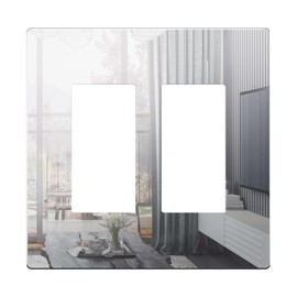 LIDER Double Decorator Wall Plate, Impact Resistant, Mirrored Acrylic, Plexiglass, Reflective Finish, Modern Upgrade, Screwless Light Switch/Outlet Cover Mid-Size 2-Gang 4.88" x 4.92 Silver
