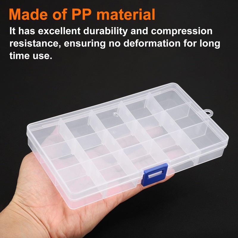 HARFINGTON 2pcs Component Storage Box 15 Grids PP Electronic Organizer