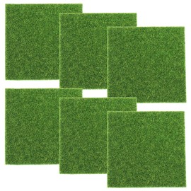Pack of 6 Artificial Grass Miniature Garden, Artificial Grass Rug, 15 x 15 cm Artificial Grass for Crafts, Garden Artificial Grass Decoration Moss, for Indoor and Outdoor Use Micro Landscape Patio