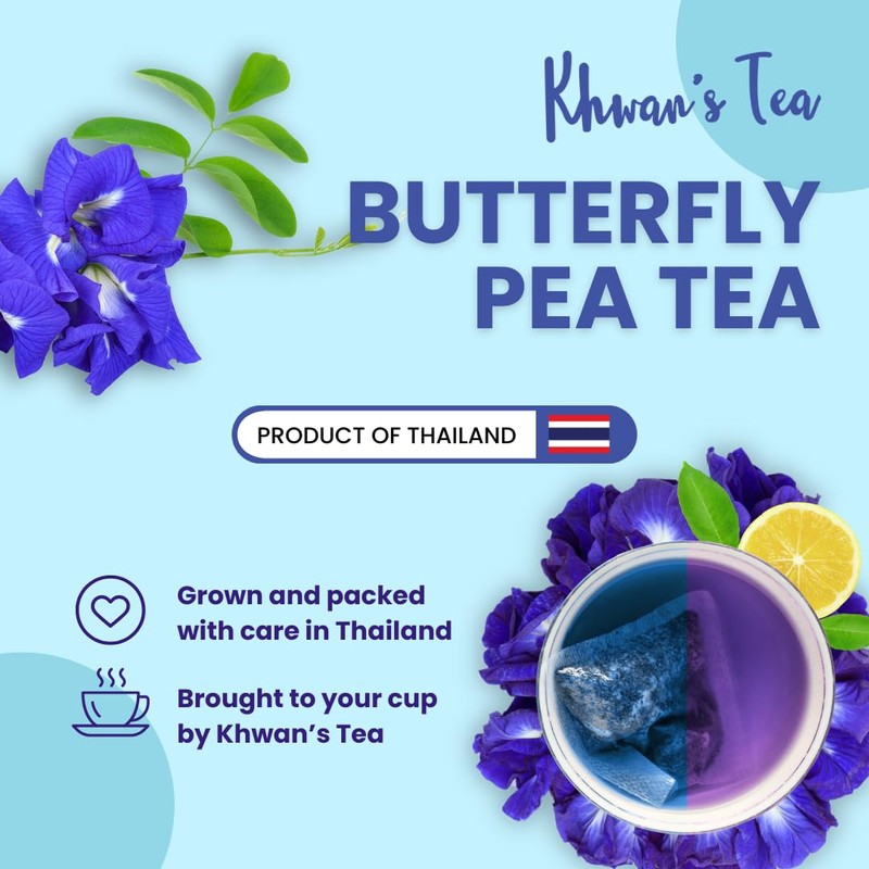 Khwan's Tea Butterfly Pea Flower Tea - Premium Herbal Tea