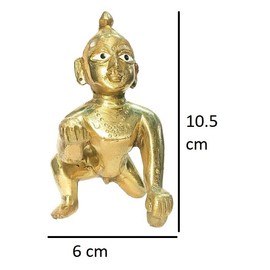athizay Laddu Gopal Brass Idol | Bal Gopal Baby Krishna Statue for Home Temple, Pooja Room, Office & Janmashtami | Multiple (10.5 cm)