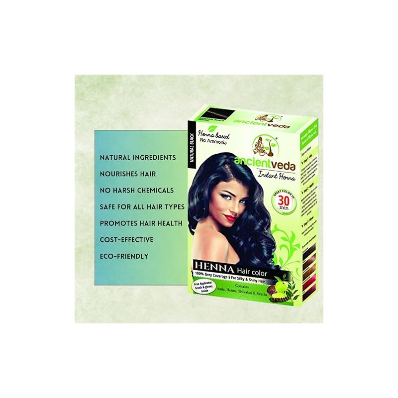 Ancient Veda Henna Hair Color Black (60 g / 2.11