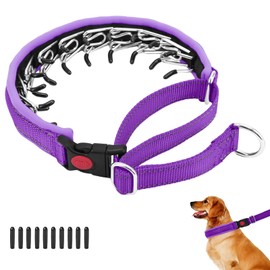 Martingale No Pull Dog Collar for Large Medium Small Dogs, Heavy Duty Nylon Reflective Adjustable Anti Pull Slip Collar with Buckle for Training Walking S Purple