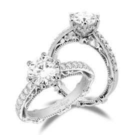 DovEggs Moissanite Engagement Rings for Women,Moissanite Ring, 1.5ct Center 7.5mm G-H-I Color Cut Vintage/Antique Moissanite Art Deco Anniversary Wedding Ring 14K Gold QUALITY Sterling Silver(5)