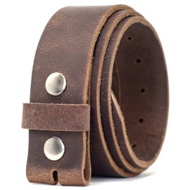 Ashford Ridge 40mm Full Grain Hide Leather Snap On Belt - Vintage Brown Medium with Silver Studs