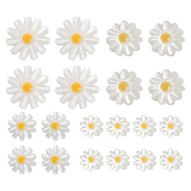 PandaHall 20pcs Natural Freshwater Shell Flower Beads in 4 Sizes Daisy Shell Spacer Loose Beads Floral Beads Charms for Hawaiian Bracelet Necklace Earring Hair Accessories