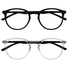 OPULIZE-Met 2 Paquete de gafas de lectura con bloqueo de luz azul Juegos de computadora Negro Claro Hombres Mujeres BB601C +2.00