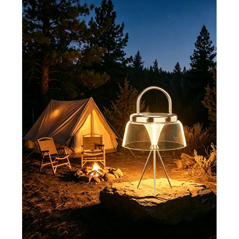 Solar Camping Lantern, 360° COB LED Rechargeable with Solar&Type-C, IP65