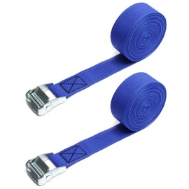 MroMax 1.5" Width x 19.69ft Length Lashing Straps Polypropylene Cam Buckle Lashing Straps 300Kg Load Cargo Tie Down Strap 38mm x 6M for Moving Cargo Blue Tone 2Pcs